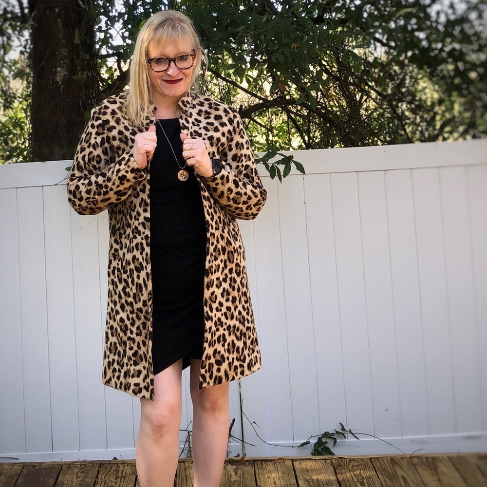 Notch collared Animal print topcoat